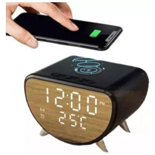 Reloj Despertador Digital Cargador Inalámbrico Termómetro 12-25c